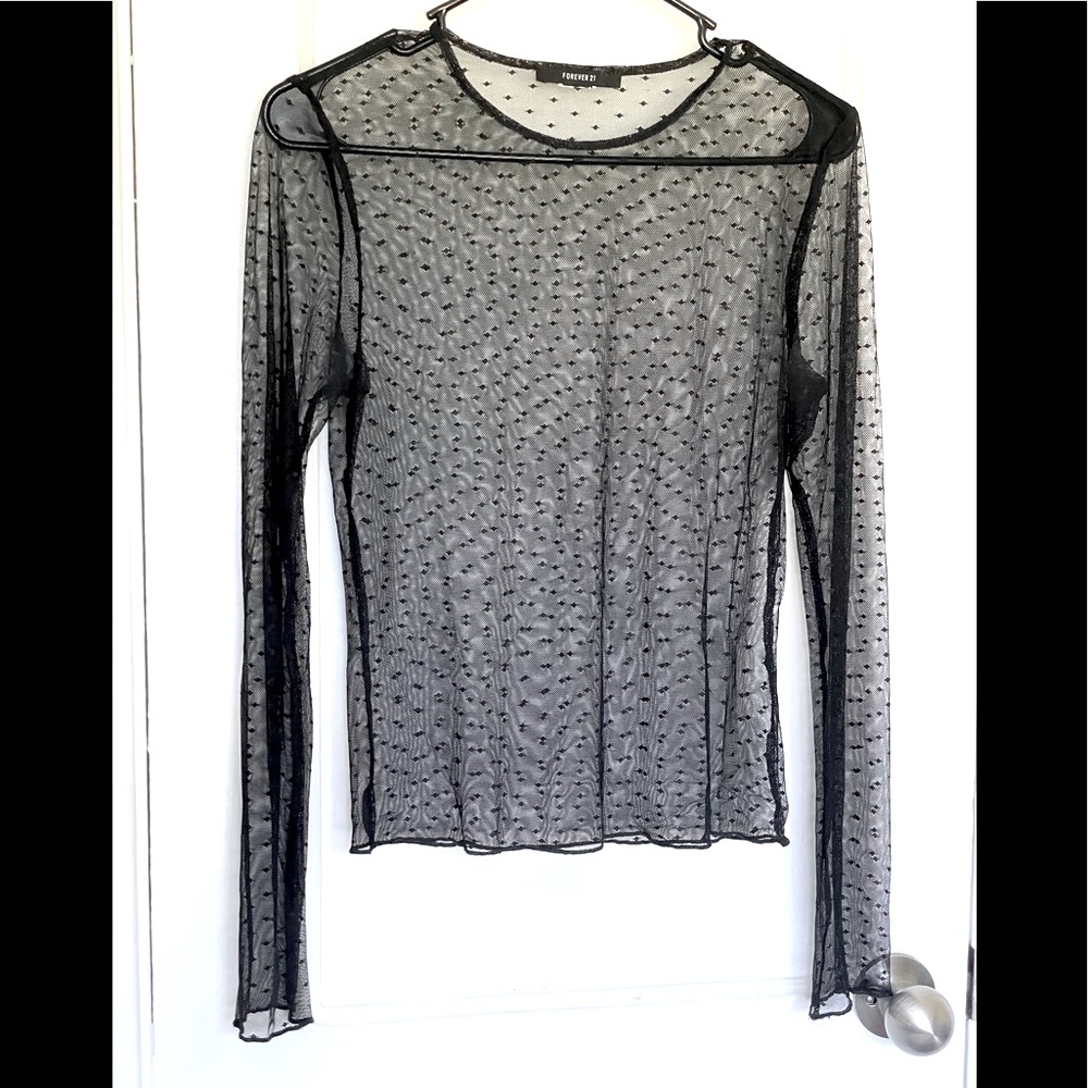 Forever 21 Polka Dot Mesh Crop
